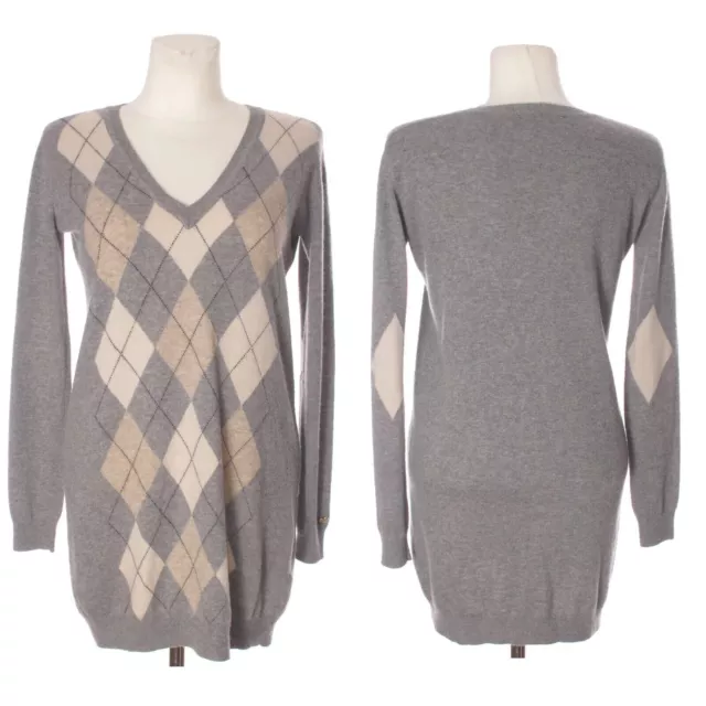 TWIN-SET BY SIMONA BARBIERI Women's Argyle Long Sleeve Jumper Dress Tunic XS