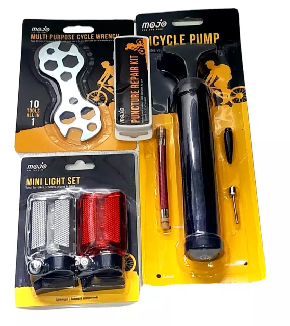 Bike Tool Kit NEW Puncture Repair AND LIGHTS Kit & Hand Pump Bicycle Bundle