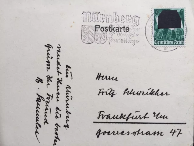 Deutsches Reich 1936 Nr. 632 / Postkarte Nürnberg - Frankfurt