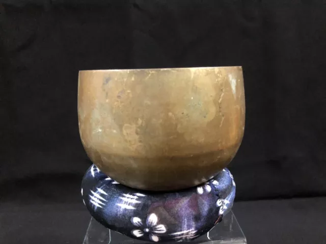 Antique Asian Vietnam Hue Bronze Temple Bell With Fabric Base