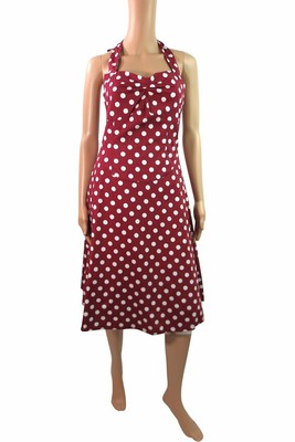 50s Red White Polka Dot Halter Dress Rockabilly Pin Up New Retro Vintage Dress