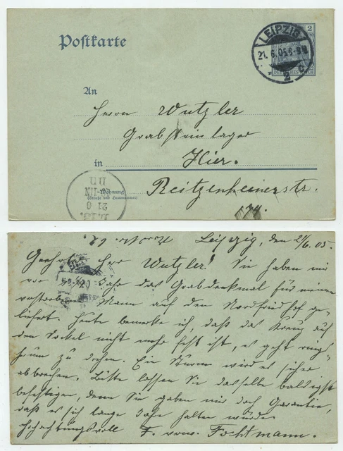 90979 - Ganzsache P 63 X - Postkarte - Leipzig 21.6.1905