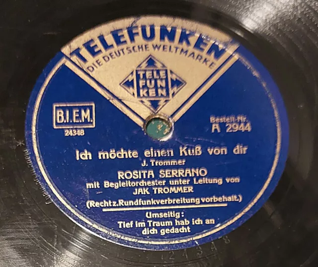 Rosita Serrano Und Jak Trommer Telefunken Schellackplatte
