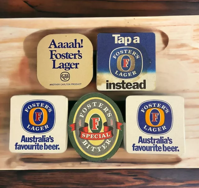 Foster's Vintage Beer Coaster Lot x 5 Cardboard Lager Special Bitter Mancave Pub