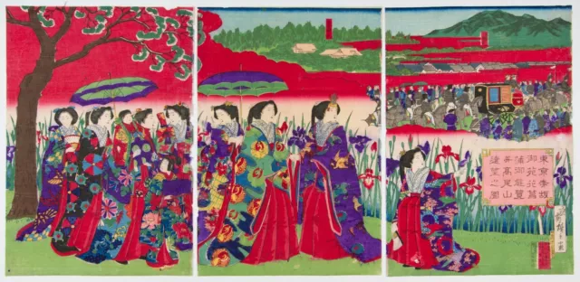 Hiroshige III, Kimono, Tokyo, Meiji, Ukiyo-e, Original Japanese Woodblock Print