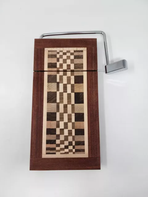 vintage muti wood cheese  Board Inlay pattern and with Cheese Slicer built in