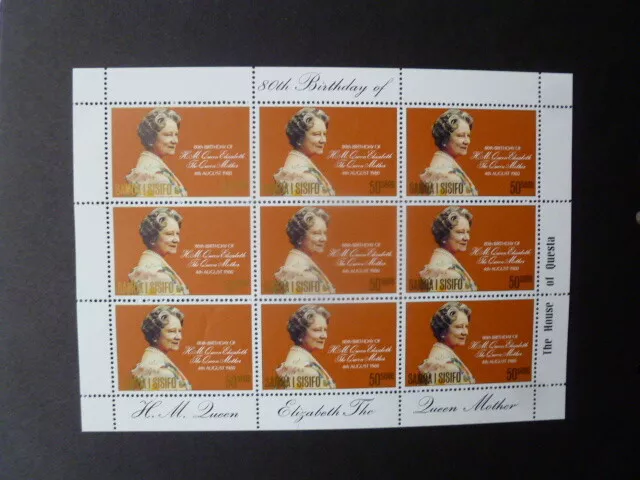 Samoa Sisifo1980 80Th Birthday Of Queen Mother  Miniature Sheet 9 Stamps Muh