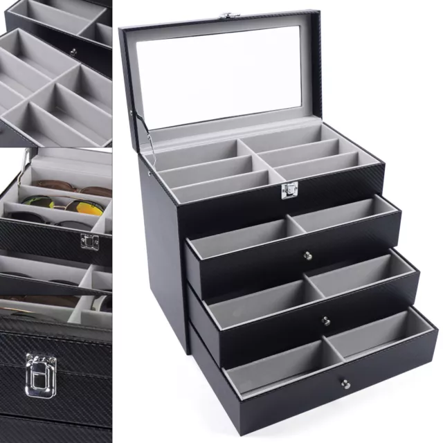 24 Slots Glasses Storage Case Display Box Sunglasses Eyeglass Organizer
