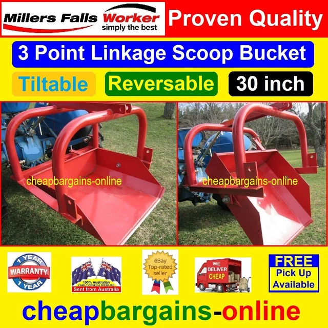 30& STEEL SCOOP Bucket Tractor Rear Bucket Reversible Cat1 3 Point ...