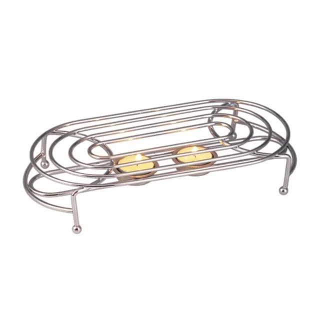 Chrome Double Food Warmer Tea Light Rack Stand Burner Party Chafing Dish