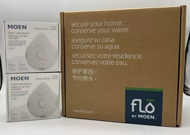 Moen Flo Smart Water Monitor & Shutoff with 2 Smart Leak Detectors