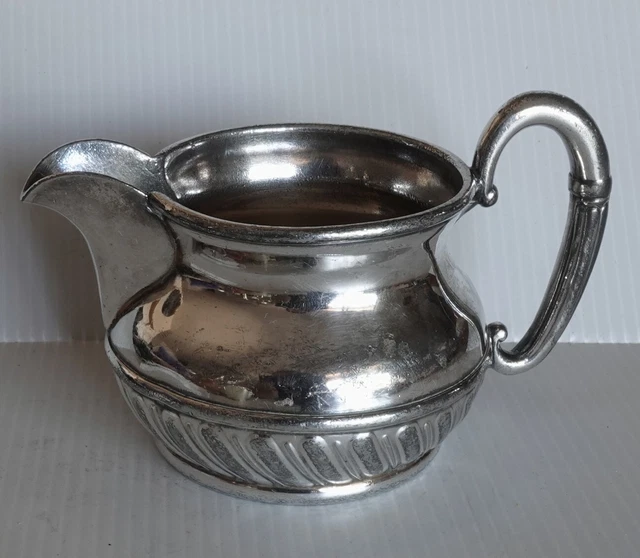 Reed and Barton Silver Plate Gilt Creamer, small 2.5" tall by 4.5" front to back
