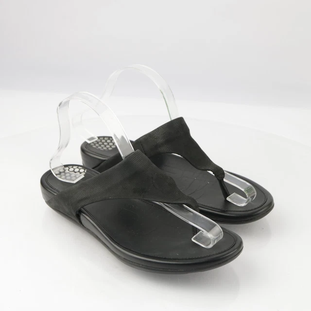 Fitflop Women's Banda Flip Flop Slide Sandal Shoe Size 8 Black Leather Toning 3