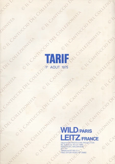 1975 Tarif prix catalogue Wild Paris Leitz France *booklet