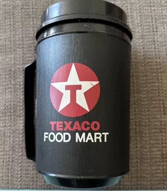 Texaco Food Mart Aladdin Black Plastic Coffee Cup side Handle Vtg  12 Oz