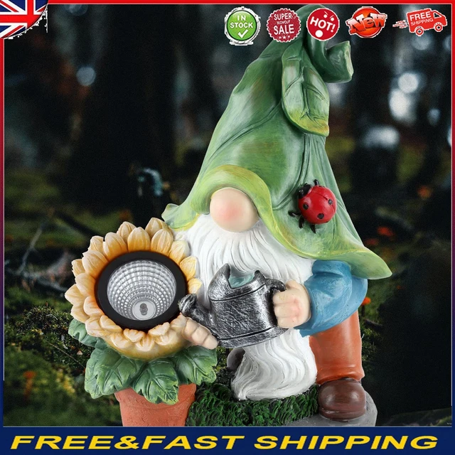 Solar Outdoor Gnome Decorative Lamp Ornament Resin Waterproof Garden Lawn Decor