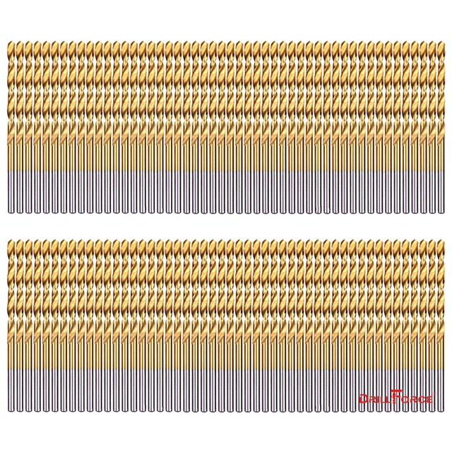 100PCS 1/16" Drill Bit Set HSS Titanium Jobber Length Twist Metal Drill Bit Tool