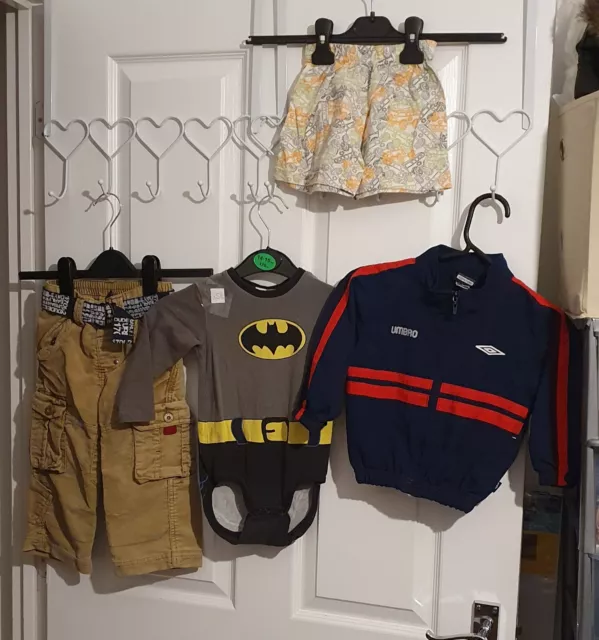 baby boys bundle joblot size 12-18 clothes umbro batman jacket top  bottoms boy