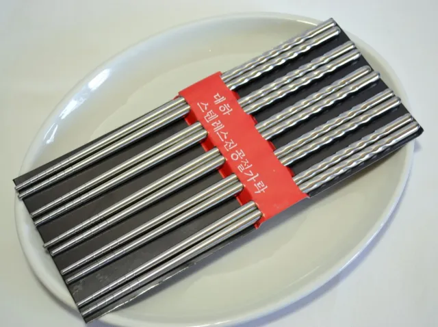 Antiskid Durable Safe Stainless Steel Chopsticks Gift 5 Pairs Deluxe Kit 08