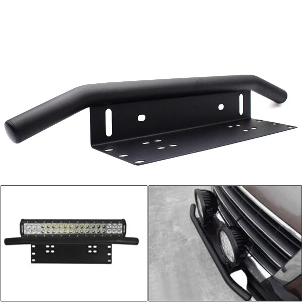 Black Heavy Duty Car SUV Bumper License Plate Mounting Bracket LED Fog Light Bar