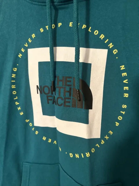 The North Face Never Stop Exploring Box Logo Men’s Hooded Sweatshirt Small Aqua 2