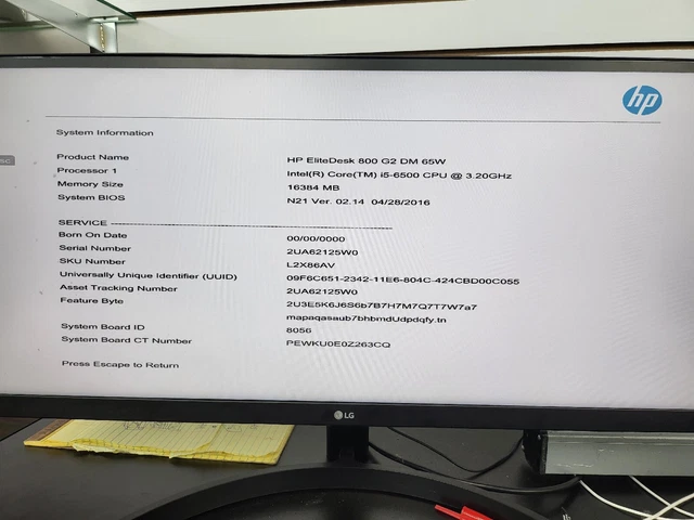 HP Elitedesk 800 G2 Mini PC i5-6500 3.2GHz 16GB RAM  No SSD w/AC