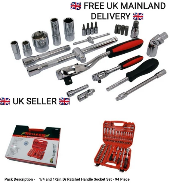 1/2" & 1/4" Drive 94pc Socket Set By Neilsen Tools