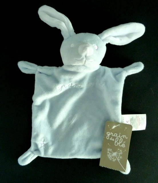 *. Doudou Plat Grain De Ble Zanier Lapin Bleu Ciel Blanc Etoile - Neuf Etiquette