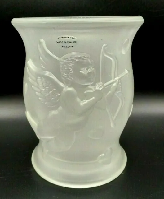 "Cupids" Mid-Sized Heavy Frosted Vase Made in France