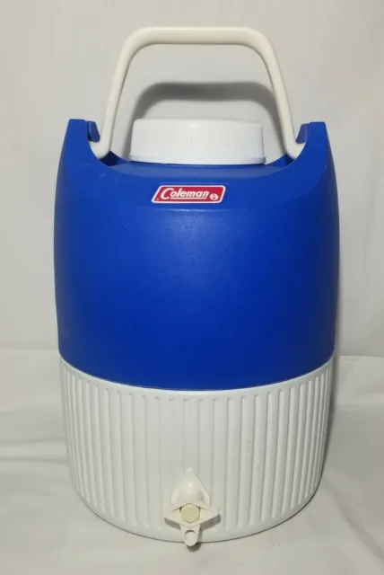 Vintage 1983 Coleman 2 Gallon Blue White Water Cooler Jug - Fast Shipping