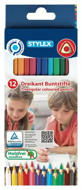 Stylex  Buntstifte, lang, 12er Schachtel Dreikant  NEU