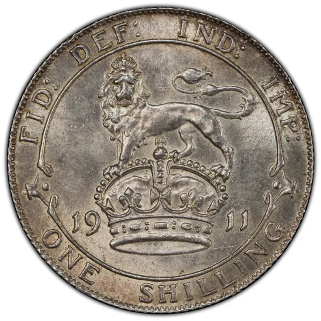 GREAT BRITAIN: 1911 1 Shilling PCGS MS62 ——— SILVER WITH LOVELY SUBDUED LOOK