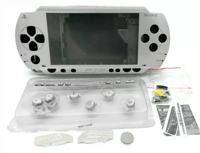 PSP 1000 Replacement Housing Shell + Buttons & Stickers - Silver