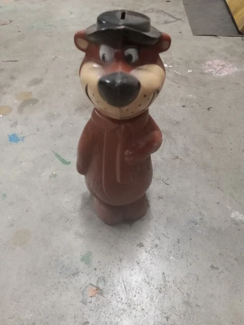 Vintage Yogi Bear Piggy Coin Bank Plastic 9” Tall