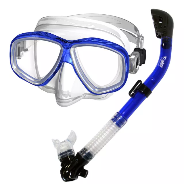 Promate Scuba Diving Snorkeling Purge Dive Mask Dry Snorkel Gear Package Set 3