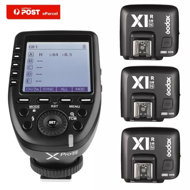 AU Godox XPro-N Flash Trigger Transmitter TTL 2.4G+X1R-N Receivers Set For Nikon