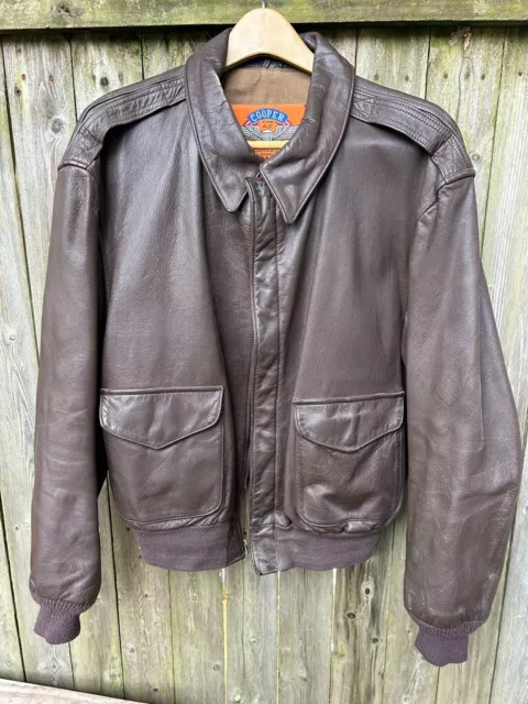 COOPER TYPE A2 Leather Flight Jacket Mens 48R Brown Goatskin US Air ...