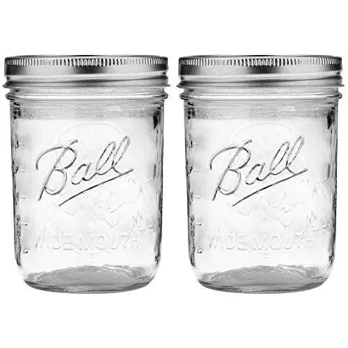 Wide Mouth Pint Mason Jars with Lids & Bands | 16-oz | 2-Pack