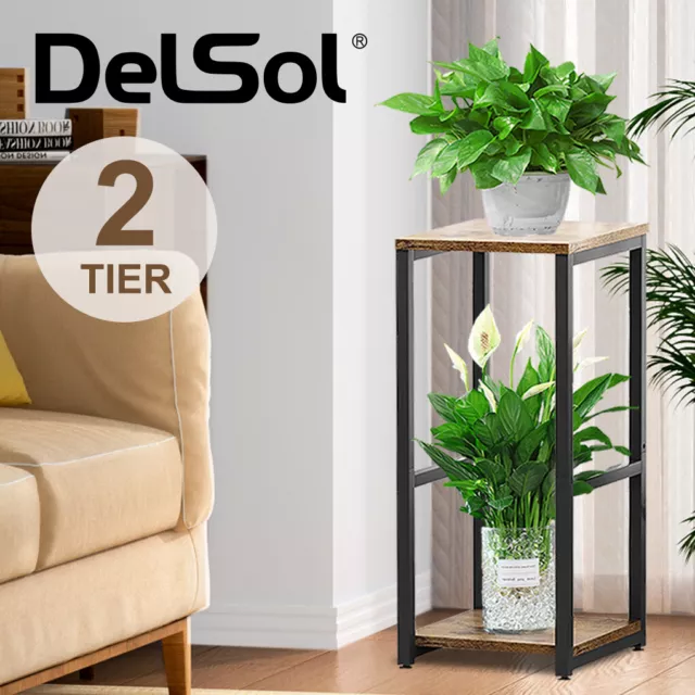 DelSol Metal Plant Flower Stand Pot Open Display Shelf Outdoor Indoor Tall Rack