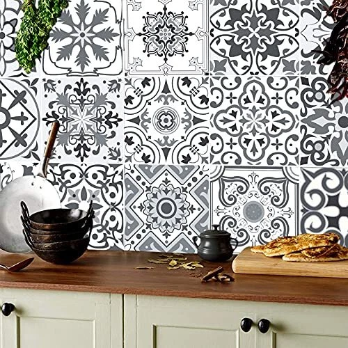 Calcomanía de azulejos marroquí para decoración de baño escaleras azulejos 15 cm (6") 30 piezas estilo hogar