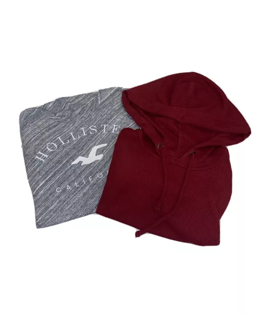 Felpa Con Cappuccio Ragazza Hollister Età Xs M Camicia Top Crop Maglione Grigio Rosso