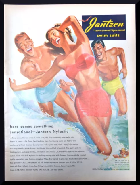 Jantzen 1949 Men;s Women's Swimsuit Vintage Print Ad Fun on the Beach