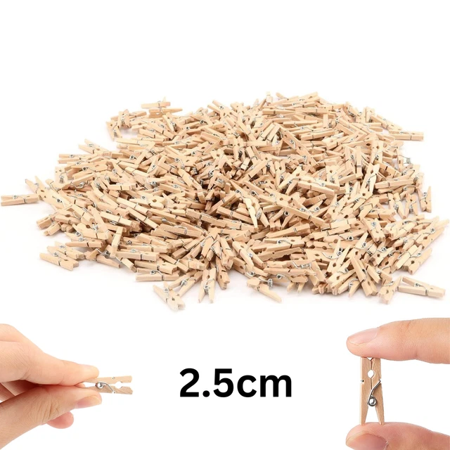 Mini clavijas de madera natural tela artesanías tarjetas colgantes clips fotográficos decoración 25 mm