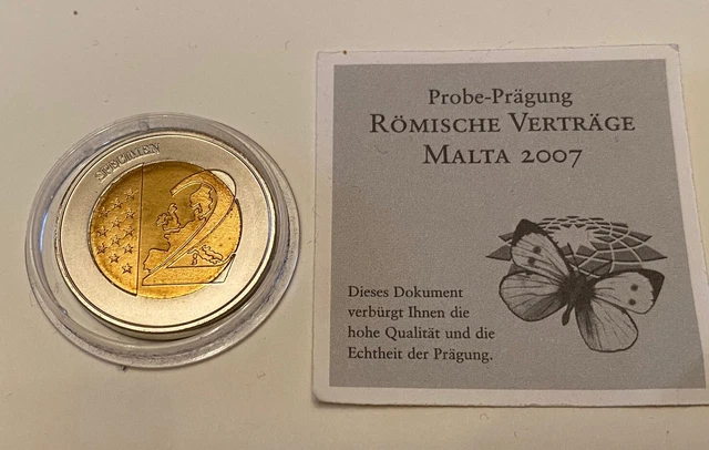 2 Euro Römische Verträge 2007 F Wert 2 EURO MÜNZE Specimen Probe Prägung Römische Verträge 2007 Malta mit