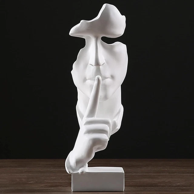 Scultura Decorativa 'Il Silenzio è Oro' - Statua Uomo In Resina 11x4x4 Pollici - Per Soggiorno O Ufficio - Foto 4
