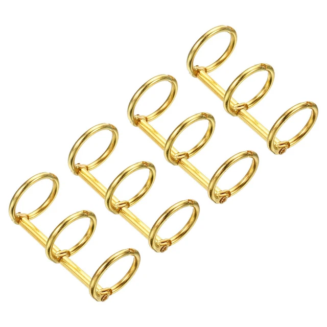 0.63" Diá 3 Anillos de Libro, 4pzs Metal Carpeta Anillos Desmontable Dorado Tono