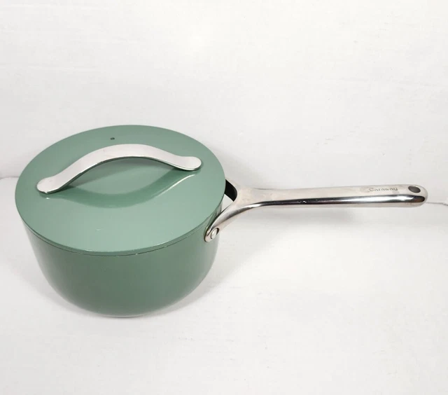 Utensilios de cocina Caraway 3 QT 7" sartén de salsa con tapa verde salvia LEER olla de cerámica