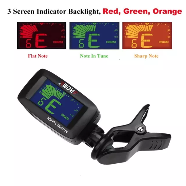 Aroma AT-200D Guitar Tuner Color Screen Digital Tuner Clip On Design