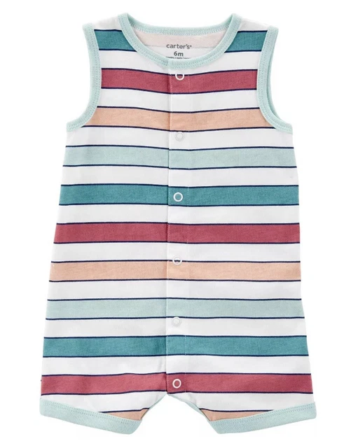 Carters Baby Boy Striped One Piece Tank snap up Romper Size 3 Months