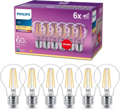 Philips LED Premium Classic A60 Light Bulbs 6 Pack [E27 Edison Screw] 7W -...